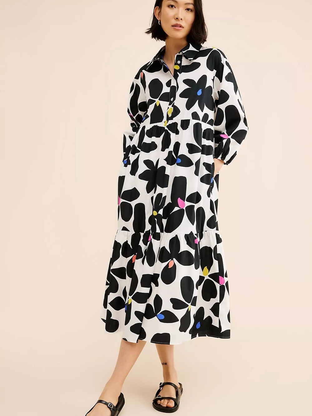 Maeve The Bettina Tiered Shirt Dress Sz M